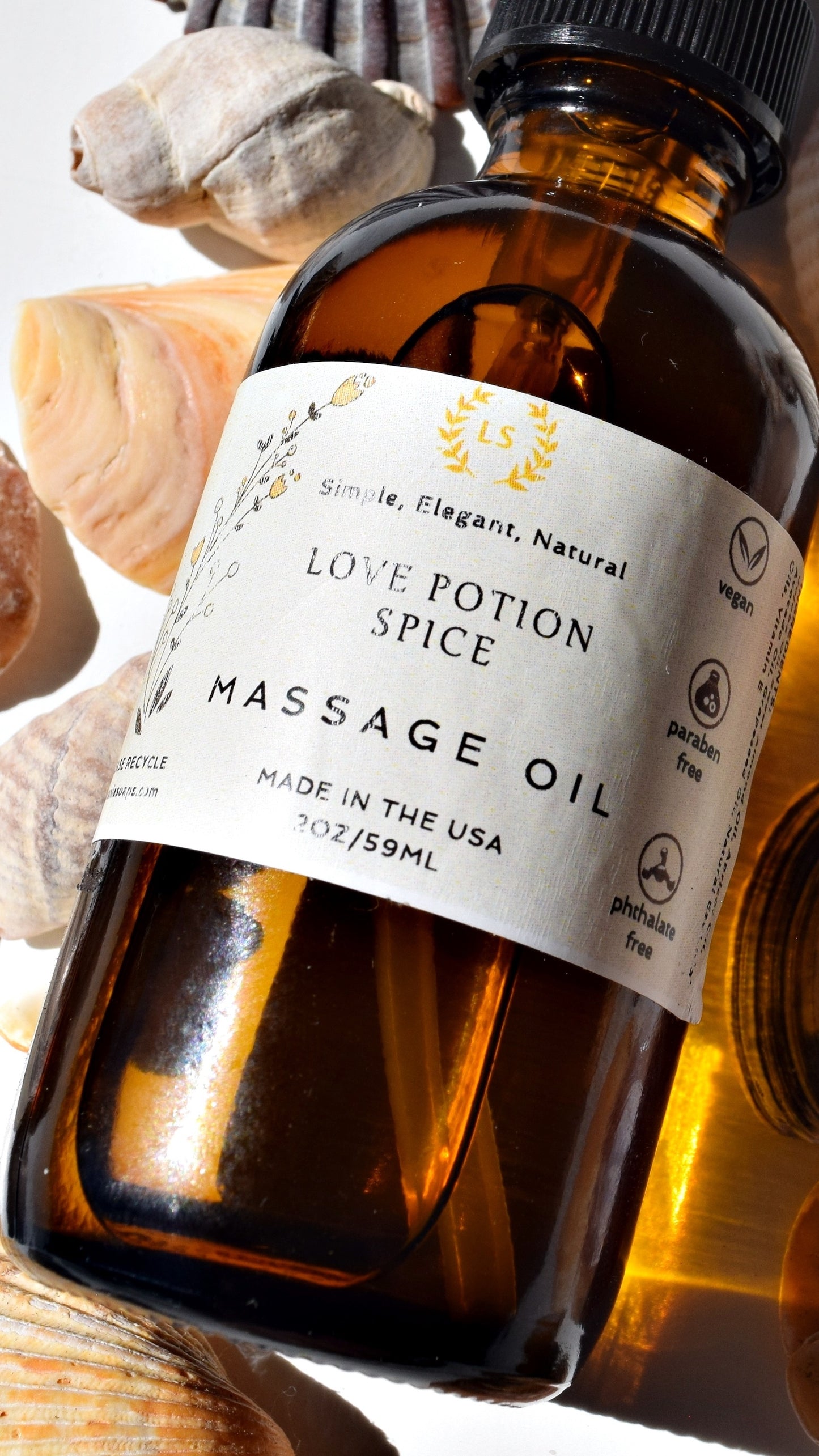 Love Potion Massage Oil | Floral or Spice: Romantic Vegan Blend with Vitamin E, Cruelty-Free and Synthetic-Free