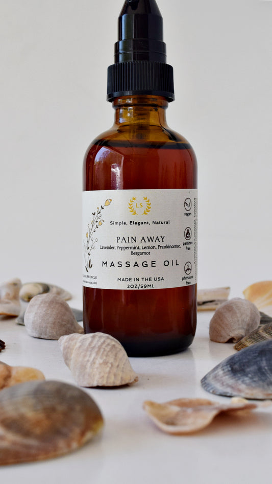 Massage Oil Pain Away - For Sore Muscles, Back & Knee Pain with Anti-inflammatory and Analgesic Pure Therapeutic Essential Oils