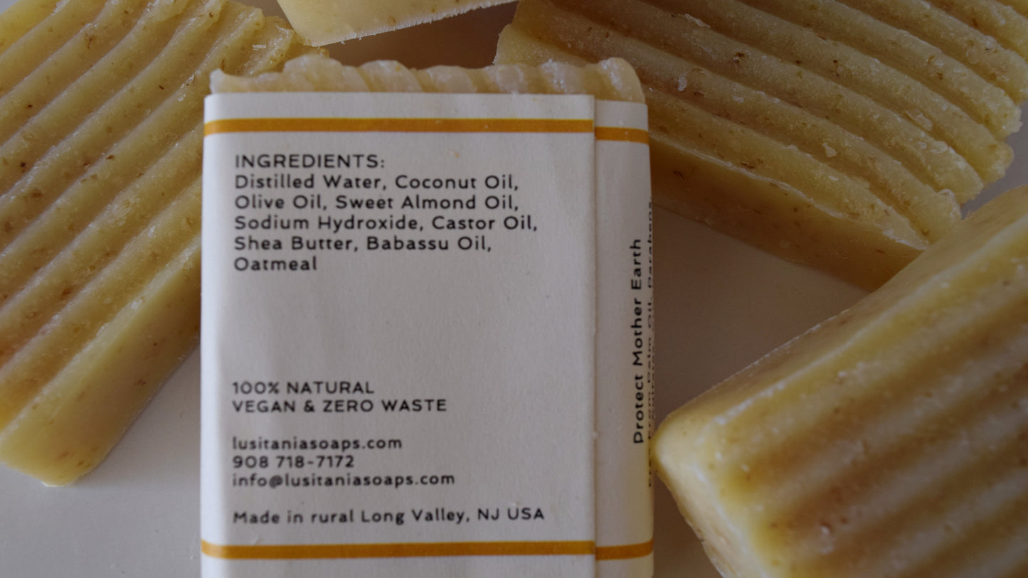 Oatmeal Unscented Soap Body Bar - Rustic, Handcrafted, Eco-friendly & Natural