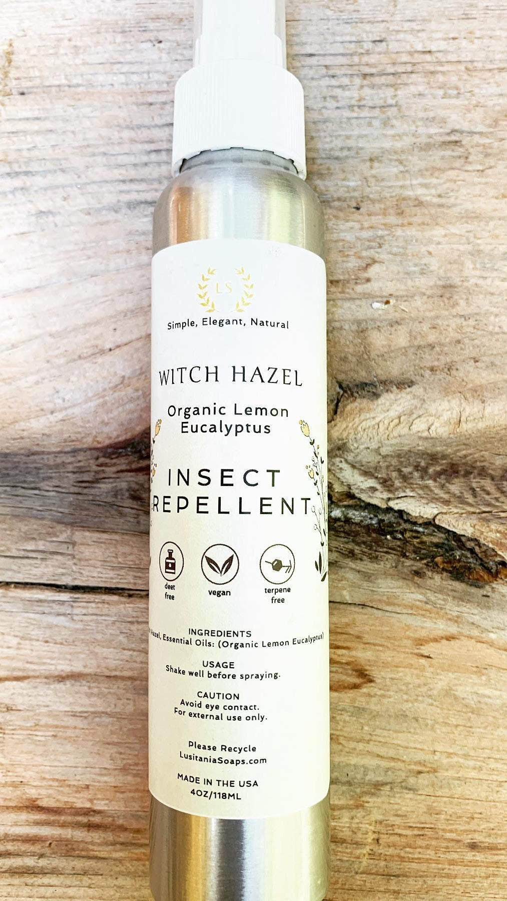 Natural Bug Spray - Outdoor Spray | DEET free Insect Repellent | Witch Hazel & Essential Oils | Repels Mosquitoes, Ticks, Gnats